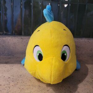 10" Plush Little Mermaid Flounder Disney Plush Toy Doll Fish Disney Store Yello